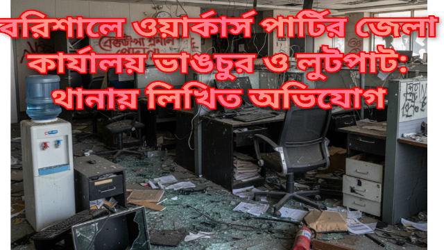 বরিশালে ওয়ার্কার্স পার্টির কার্যালয়ে মালিকপক্ষের তাণ্ডব! ৪০ বছরের অফিস ভেঙে মালামাল লুট।